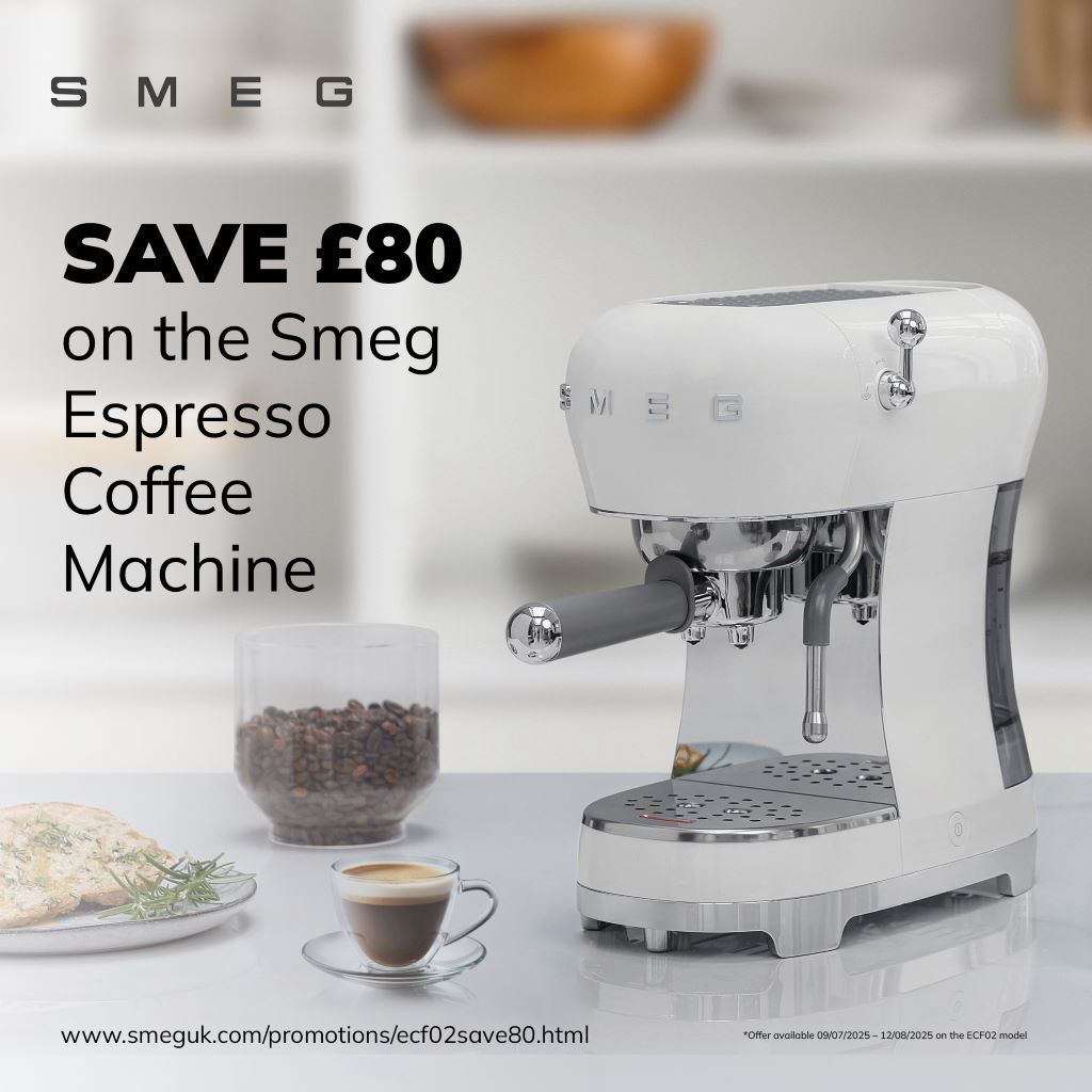 Smeg retro ECF02 espresso coffee machine promotion with save £80