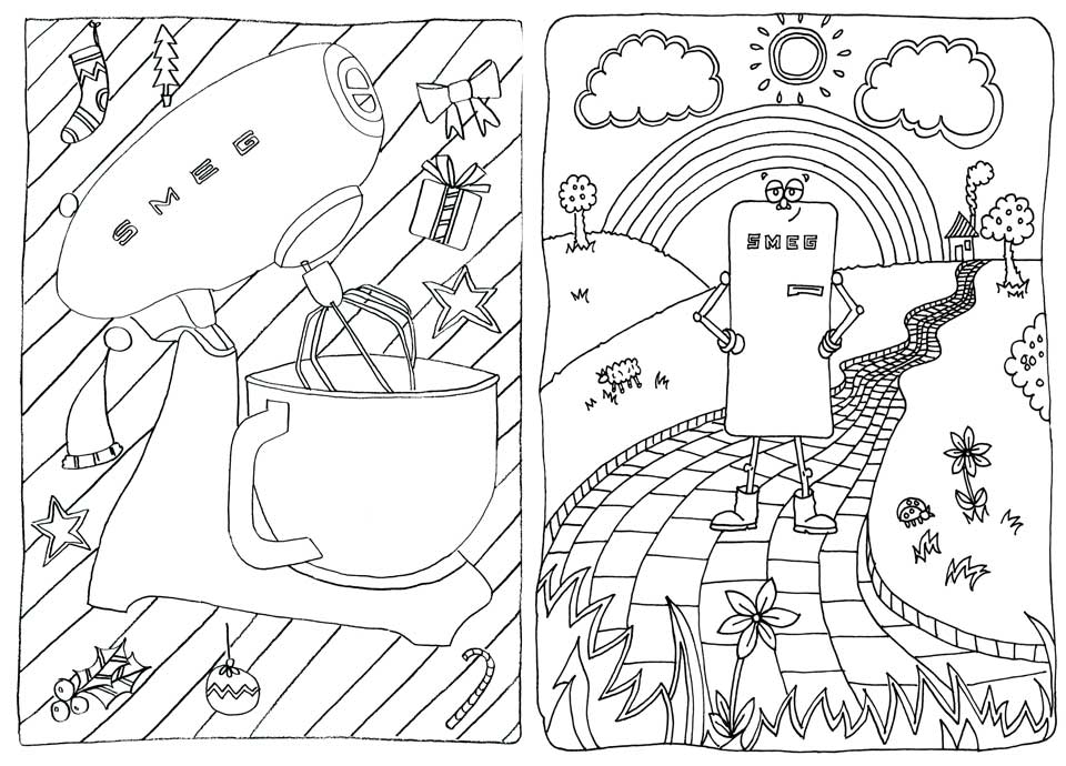 Smeg colouring sheets