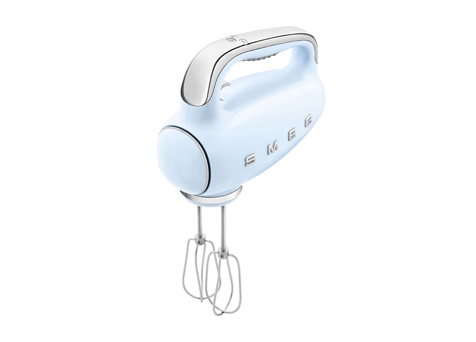 Electric hand mixer in pastel blue