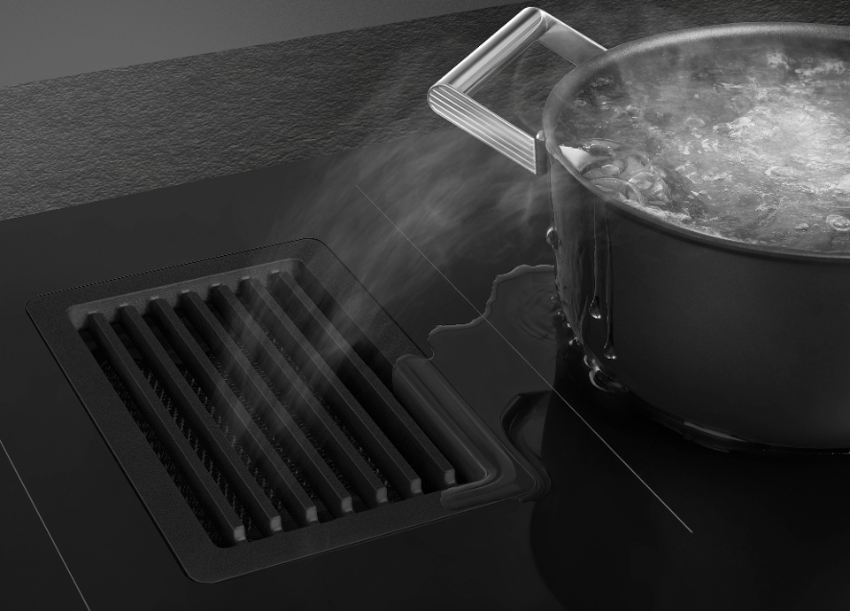Piano cottura a induzione con cappa integrata